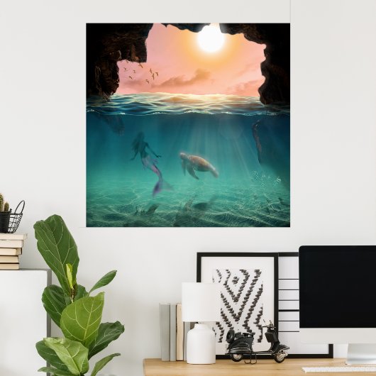 De sirene en de schildpad poster (Thuiskantoor)
