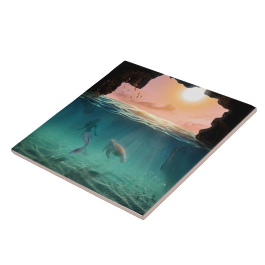 De sirene en de schildpad tegeltje (Zijkant)