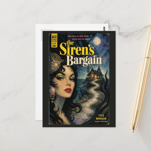 De Sirens Bargain Fantasy Horror Boekomslag Briefkaart (Voorkant / Achterkant in situ)