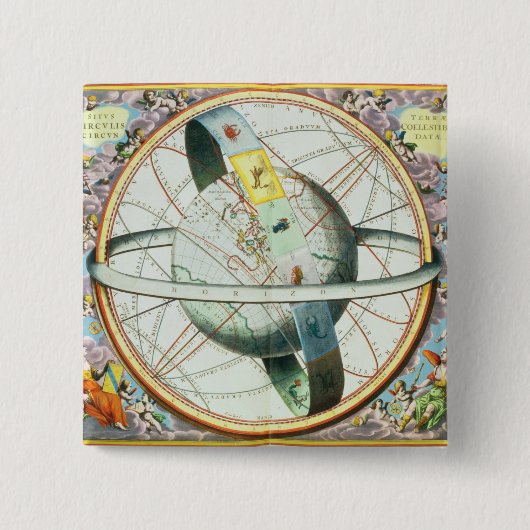 De situatie van de aarde in de Heavens Vierkante Button 5,1 Cm (Voorkant)