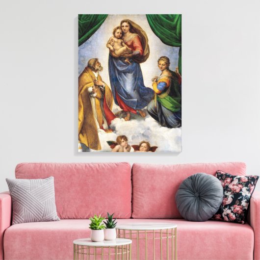 De Sixtijnse Madonna | Rafaël | Canvas Afdruk (Insitu (Woonkamer))