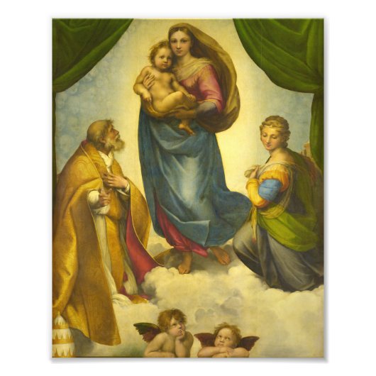 De Sixtijnse Madonna van Rafaël Foto Afdruk (Voorkant)