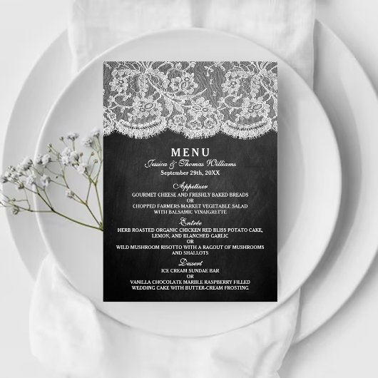 De Sjablonen van het Menu Chalkboard & Lace Collec