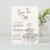 De Sjabloon Datum opslaan | Hand Drawen bruiloft Kaart (Staand voorkant)