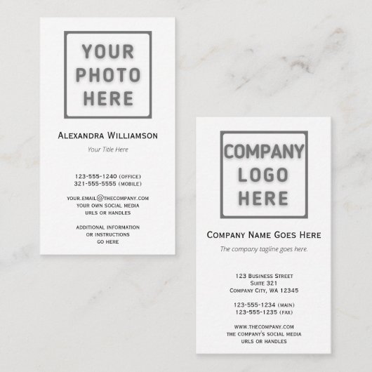 De Sjabloon van de Logo van de foto Duidelijk Vert Visitekaartje (Voorkant / Achterkant)