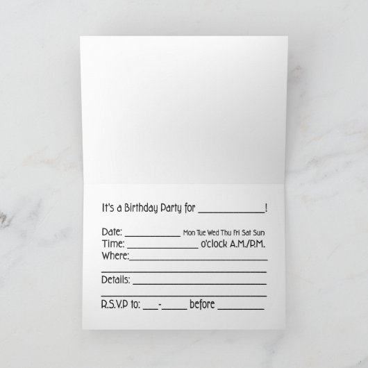 De Sjabloon van de Uitnodiging van de Verjaardag (Binnen)