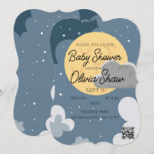 De Sjabloon van het Baby shower van de QR-code van Kaart (Voorkant / Achterkant)