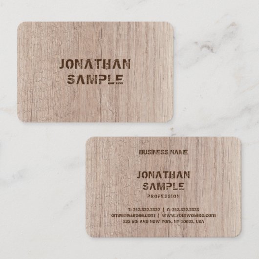 De Sjabloon van het hout van de plank ziet Verstoo Visitekaartje (Voorkant / Achterkant)