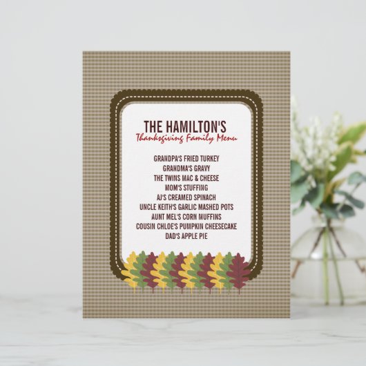 De Sjabloon van het Menu van de Thanksgiving van d (Staand voorkant)