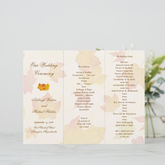 De Sjabloon van het Tri-voudig Wedding Programma v (Staand voorkant)