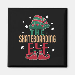 De Skateboardende Elf Kerst Pyjama - Skateboar Magneet