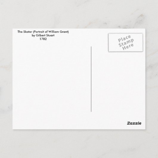 De Skater, door Gilbert Stuart Briefkaart (Achterkant)