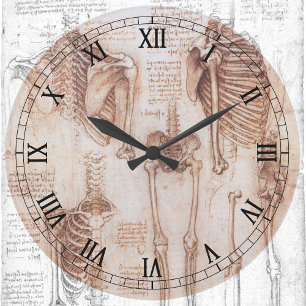 De skeletbotten van Leonardo da Vinci's Menselijke Grote Klok