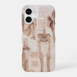 De skeletbotten van Leonardo da Vinci's Menselijke iPhone 16 Hoesje