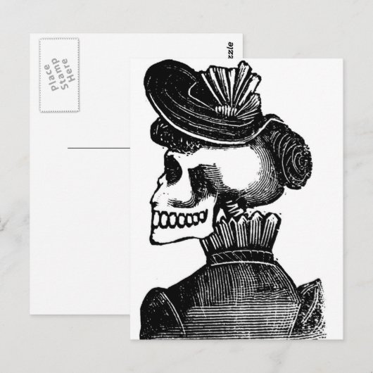 De Skeleton Lady. Circa begin jaren 1900 Mexico Briefkaart (Voorkant / Achterkant)