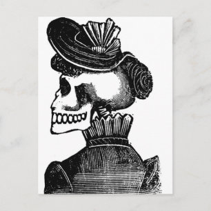 De Skeleton Lady. Circa begin jaren 1900 Mexico Briefkaart