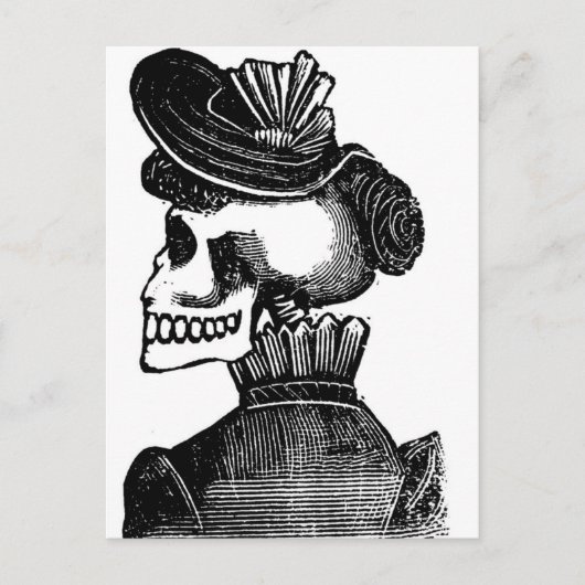 De Skeleton Lady. Circa begin jaren 1900 Mexico Briefkaart (Voorkant)