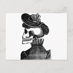 De Skeleton Lady. Circa begin jaren 1900 Mexico Briefkaart
