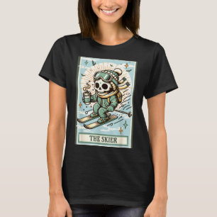 De skeleton-skiër kaart skiën cadeau spookseizoen t-shirt