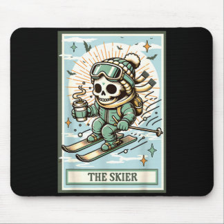 De skeleton-skiër kaart skiën cadeau spooky seizoe muismat