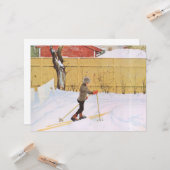 De skier (jonge jongen met huid) (winterscène) kaart (Voorkant / Achterkant in situ)