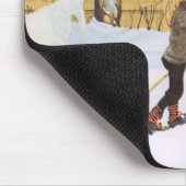 De skier (jonge jongen met huid) (winterscène) muismat (Hoek)