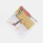 De skier (jonge jongen met huid) (winterscène) servet (Hoek)