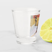 De skier (jonge jongen met huid) (winterscène) shot glas (Links)