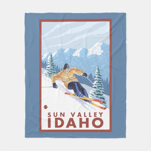 De Skiër van de Sneeuw van Downhhill - de Vallei Fleece Deken (Voorkant)