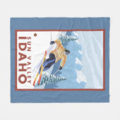 De Skiër van de Sneeuw van Downhhill - de Vallei Fleece Deken (Voorkant (Horizontaal))
