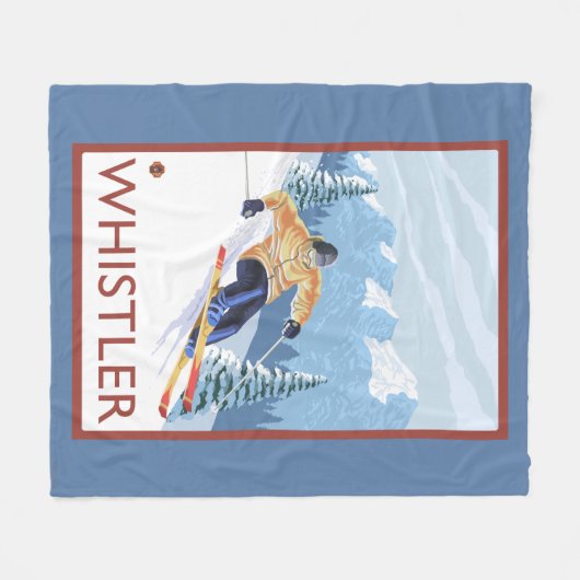 De Skiër van de Sneeuw van Downhhill - Fluiter, BC Fleece Deken (Voorkant (Horizontaal))