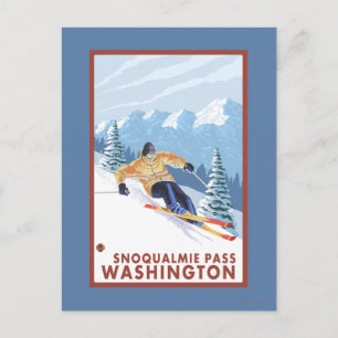 De Skiër van de Sneeuw van Downhhill - Snoqualmie Briefkaart