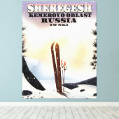 De skiposter Sheregesh Russia. Canvas Afdruk (Insitu (Houten vloer))