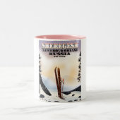 De skiposter Sheregesh Russia. Tweekleurige Koffiemok (Center)