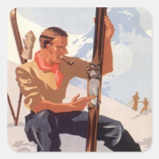 De ski's repareren vierkante sticker (Voorkant)