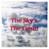 "DE SKY IS DE GRENS!" CLOUDS EN SKY CERAMIC TILE TEGELTJE (Voorkant)