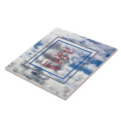 "DE SKY IS DE GRENS!" CLOUDS EN SKY CERAMIC TILE TEGELTJE (Zijkant)