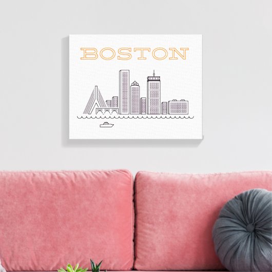 De skyline van Boston, Boston Ma Us Canvas Afdruk (Insitu (Woonkamer))