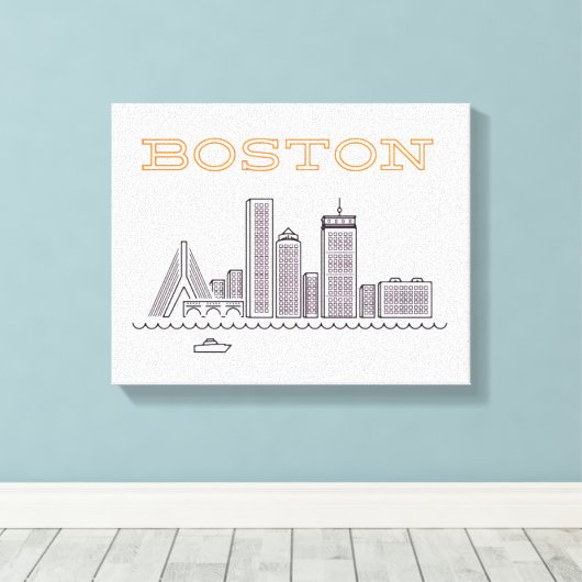De skyline van Boston, Boston Ma Us Canvas Afdruk (Insitu (Houten vloer))