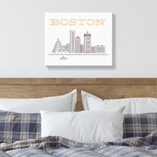 De skyline van Boston, Boston Ma Us Canvas Afdruk (Insitu (Slaapkamer))