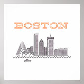 De skyline van Boston, Boston Ma Us Poster (Voorkant)