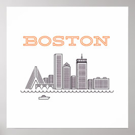 De skyline van Boston, Boston Ma Us Poster