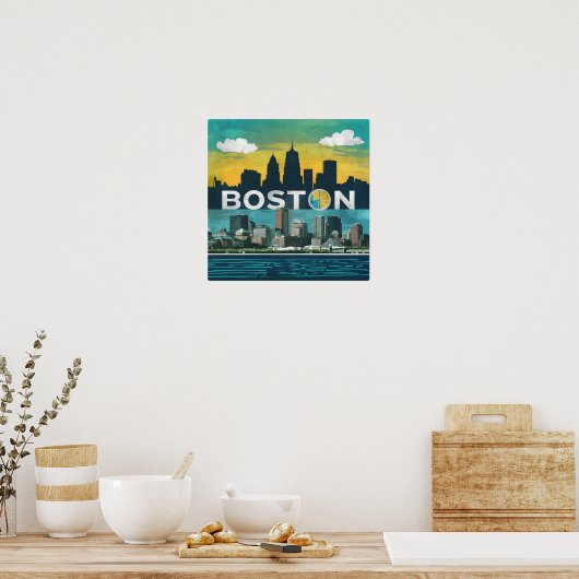 De skyline van Boston, Boston Ma Us Poster (Keuken)