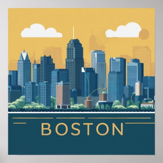 De skyline van Boston, Boston Ma Us Poster (Voorkant)
