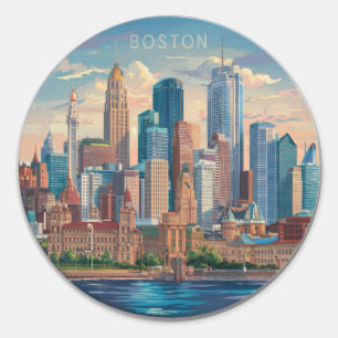 De skyline van Boston, Boston Ma Us Ronde Sticker