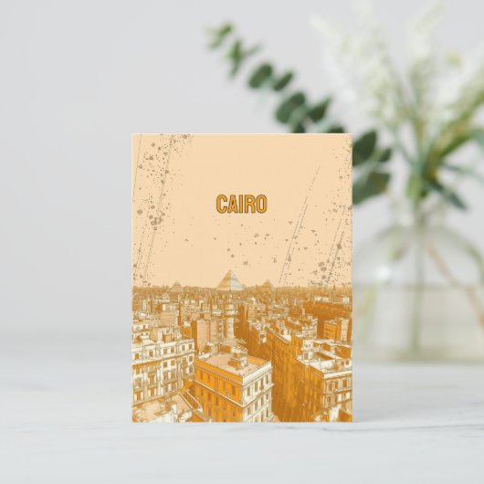 De skyline van Caïro met de piramides Briefkaart (Staand voorkant)