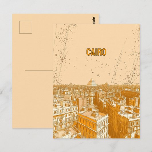 De skyline van Caïro met de piramides Briefkaart (Voorkant / Achterkant)