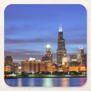 De skyline van Chicago van het Adler Planetarium Kartonnen Onderzetters