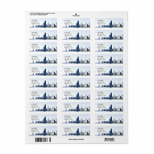 De Skyline van Chicago verlichte Foto Etiket (Full Sheet)