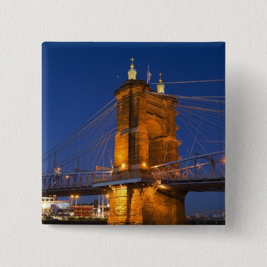 De skyline van Cincinnati, Ohio, USA bij schemerin Vierkante Button 5,1 Cm (Voorkant)